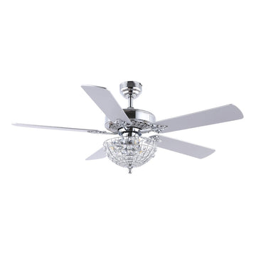 Mandy 52" Glam Classic Crystal Dome Shade LED Ceiling Fan With Remote - JONATHAN Y